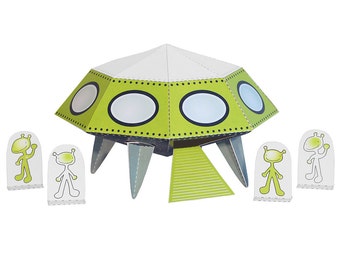 UFO Paper Toy - DIY Paper Craft Kit - 3D Model Paper Figure