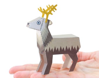 REINDEER Paper Craft Postcard — TO ASSEMBLE