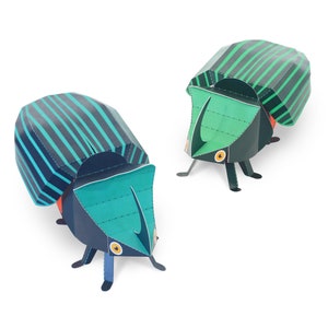 Rhinoceros Beetles Paper Toys - DIY Paper Craft Kit - 3D Paper Animals