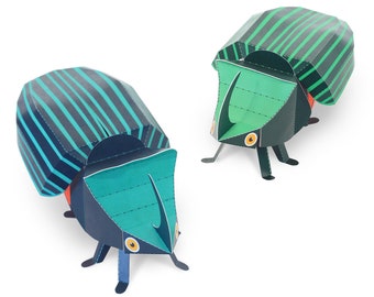 Rhinoceros Beetles Paper Toys - DIY Paper Craft Kit - 3D Paper Animals