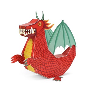 Red Dragon Paper Toy - DIY Paper Craft Kit - 3D Model Paper Figure