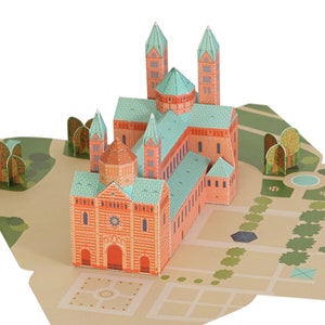 Giocattolo di carta della Cattedrale di Speyer - Dom zu Speyer Papier Spielzeug - Kit fai da te con la carta - Modello 3D - Pacchetto in lingua TEDESCA