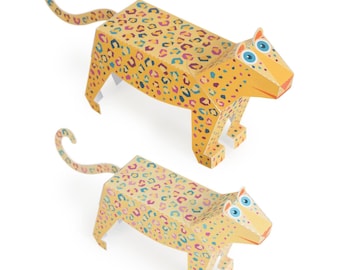 Leopard Papier Spielzeug: DIY 3D Papier Handwerk Kit