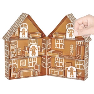 Juguete de papel de la casa de pan de jengibre Kit de artesanía de papel DIY Juguete de papel Juguete de Navidad imagen 2