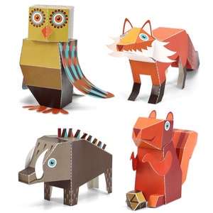 3D-papieren bosdieren: knutselset