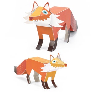 Giocattoli di carta Maxi Fox - Kit fai da te per lavoretti di carta - Animali di carta 3D - Volpe per bambini - Figura di carta modello 3D