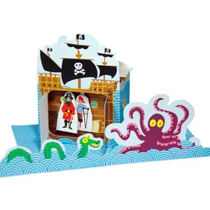 Pirates Paper Theater - DIY Paper Craft Kit - Puppets - Paper Toy - Kids Sea - 3D Model Paper Figure