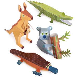 Giocattoli di carta con animali australiani - Kit fai da te per lavoretti di carta - Animali di carta 3D