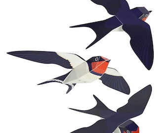 Barn Swallow Paper Toys: DIY Paper Craft Kit