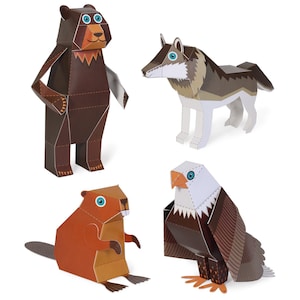 Giocattoli di carta con animali del bosco - Kit fai da te di carta - Animali di carta 3D