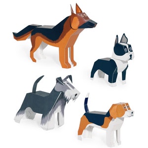 Giocattoli di carta per cani - Kit fai da te per lavoretti di carta - Animali di carta 3D - 4 animali domestici - Cani per bambini