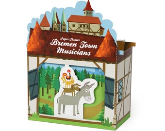 Bremen Town Musicians Paper Theater - DIY Paper Craft Kit - Paper Toy - Puppets