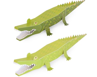 3D Crocodile Paper Toy Kit: DIY Papercraft Animals