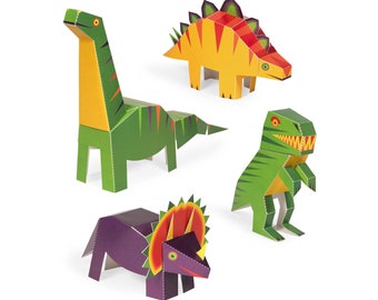 Dinosaurs Paper Toys - DIY Paper Craft Kit - 4 Dinosaurs - 3D Models Paper Figures