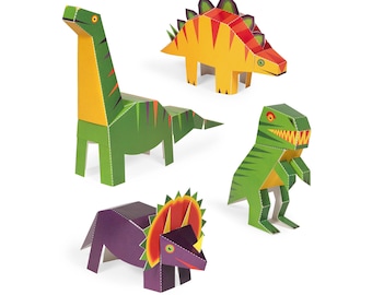 Dinosaurs Paper Toys - DIY Papercraft Kit - 3D Paper Animals