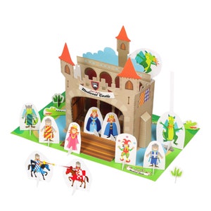 Mittelalterliche Burg Papiertheater - DIY Papier Bastel Kit - Puppen - Papierspielzeug - 3D Modell Papierfigur
