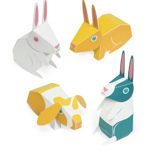 Kaninchen Papier Spielzeug - DIY Papier Bastelset - 3D Papiertiere
