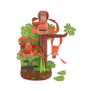 Orangutans Paper Toy - DIY Paper Craft Kit - Papercraft Kids