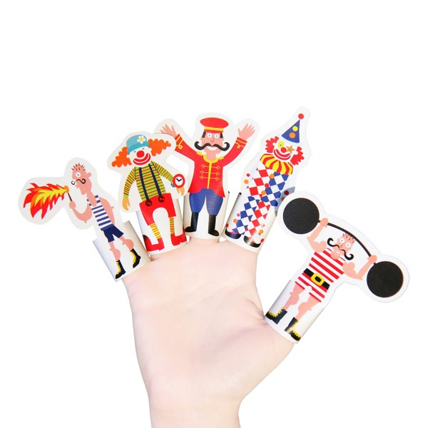 Circus Paper Finger Puppets - DIY Craft Kit Paper Toy - Birthday Party Favor