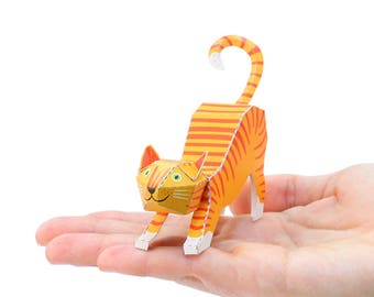 STRETCHING Katze Papierfigur Postkarte — ZUM MONTIEREN
