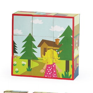 Goldilocks and the Three Bears DIY Paper Blocks Kit - PRINTABLE Paper Craft Kit - 9 Paper Blocks - Birthday Party Favor