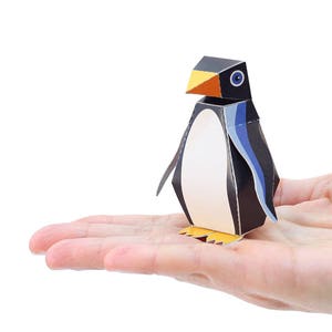 Carte postale artisanale en papier PINGOUIN — À ASSEMBLER