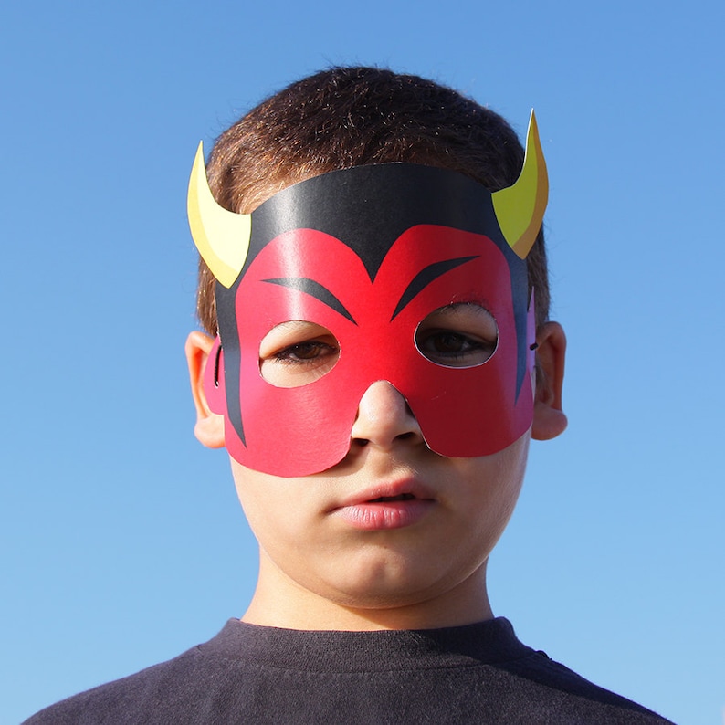 DEVIL Paper Mask - Kids Halloween Costume - Printable Mask - Etsy