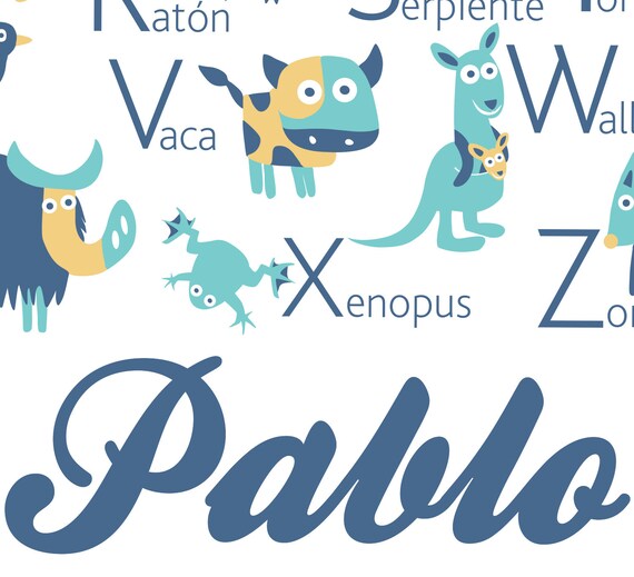 Personalized SPANISH Alphabet Poster With Animals From A to Z - Etsy Personalized SPANISH Alphabet Poster With Animals From A to Z - Etsy