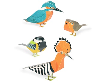 Birds Paper Toys - DIY Paper Craft Kit - 4 Birds - Papercraft