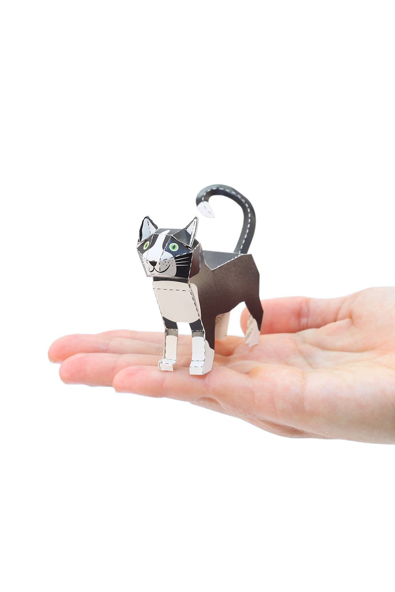 STANDING CAT Paper Craft Postcard 3D Model Paper Figure