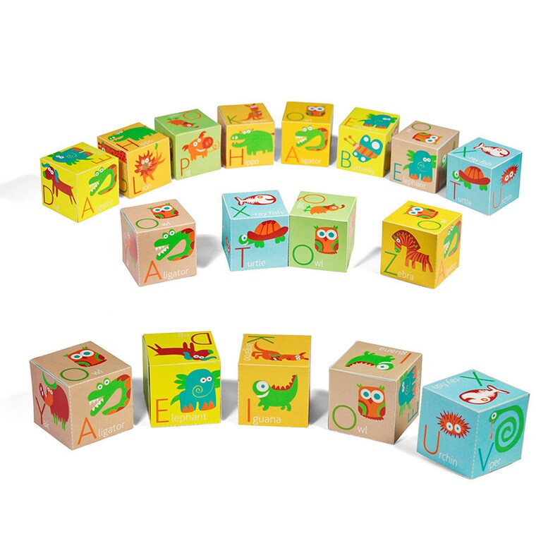 alphabet blocks printable pdf toy diy craft kit paper toy etsy