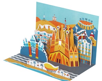 Barcelona Diorama Postcard Paper Craft — DIY Paper Craft Kit — TO ASSEMBLE