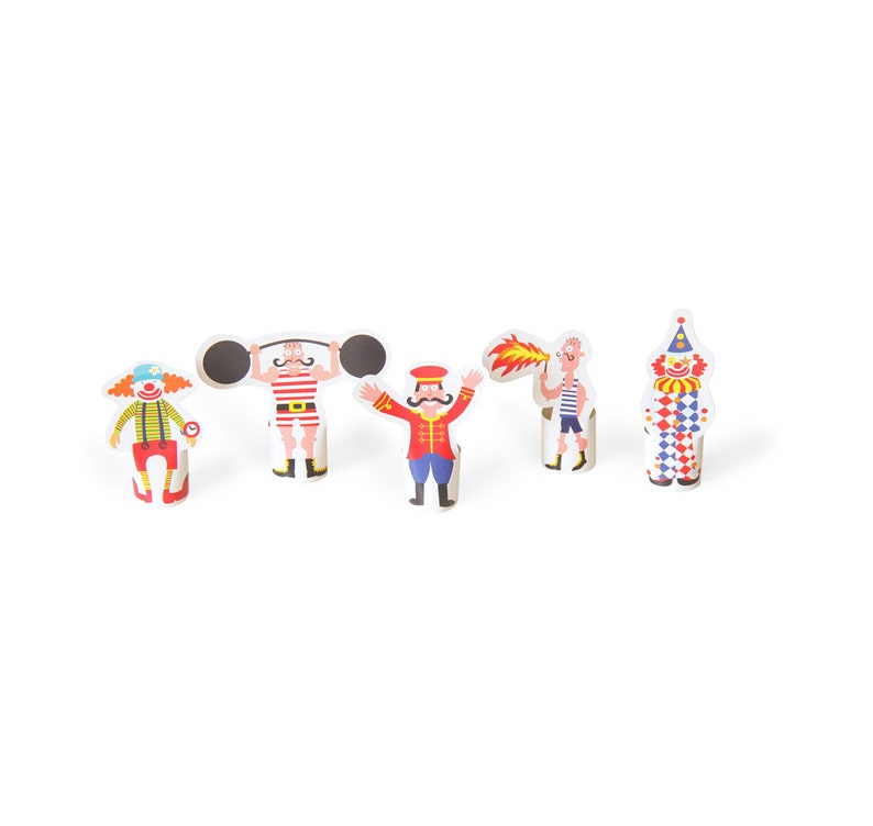 Circus Paper Finger Puppets PRINTABLE PDF Toy DIY Kit Paper Toy Birthday Party Favor image 3