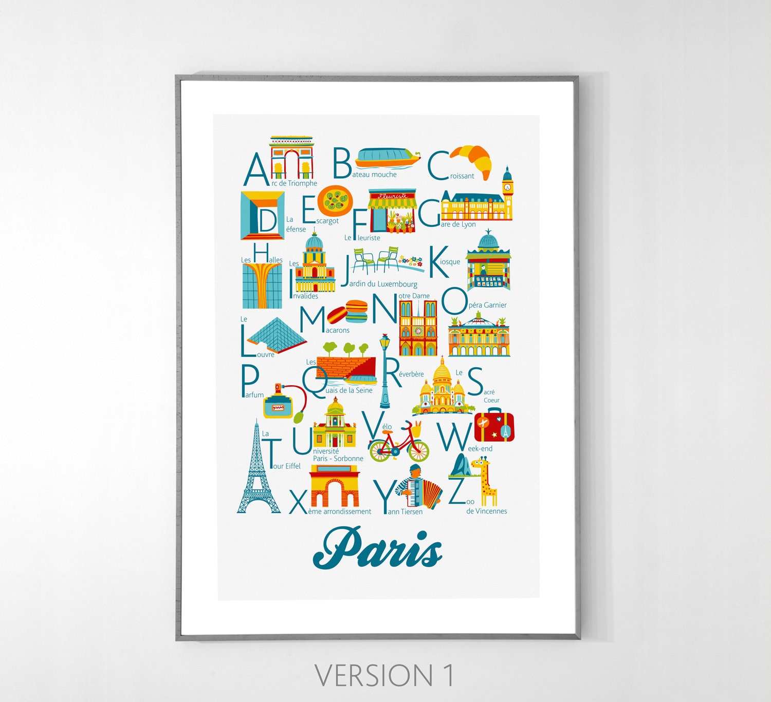 PARIS Alphabet Poster From A to Z, BIG POSTER 13x19 Inches - Etsy