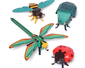 Bugs Paper Toys - DIY Paper Craft Kit - 3D Paper Animals