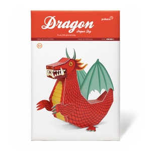 Red Dragon Paper Toy DIY Paper Craft Kit 3D Model Paper Figure image 2