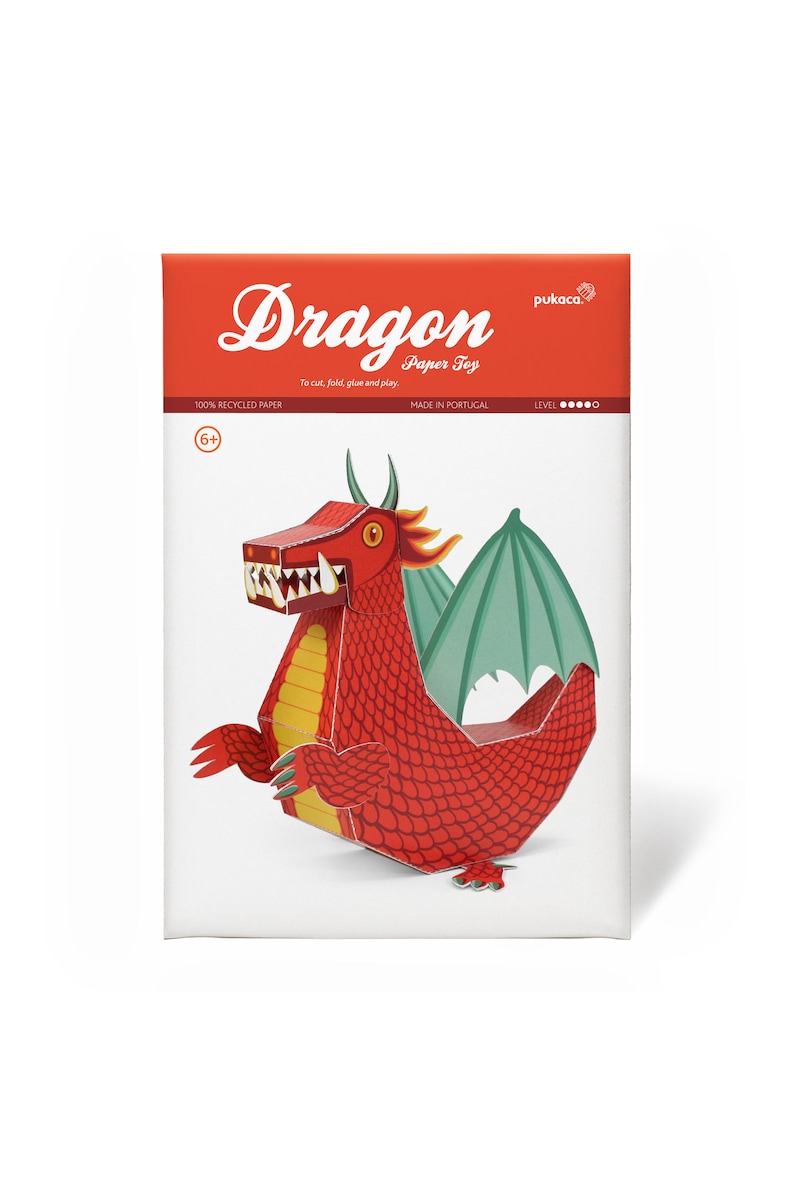 Red Dragon Paper Toy DIY Paper Craft Kit 3D Model Paper Figure image 2