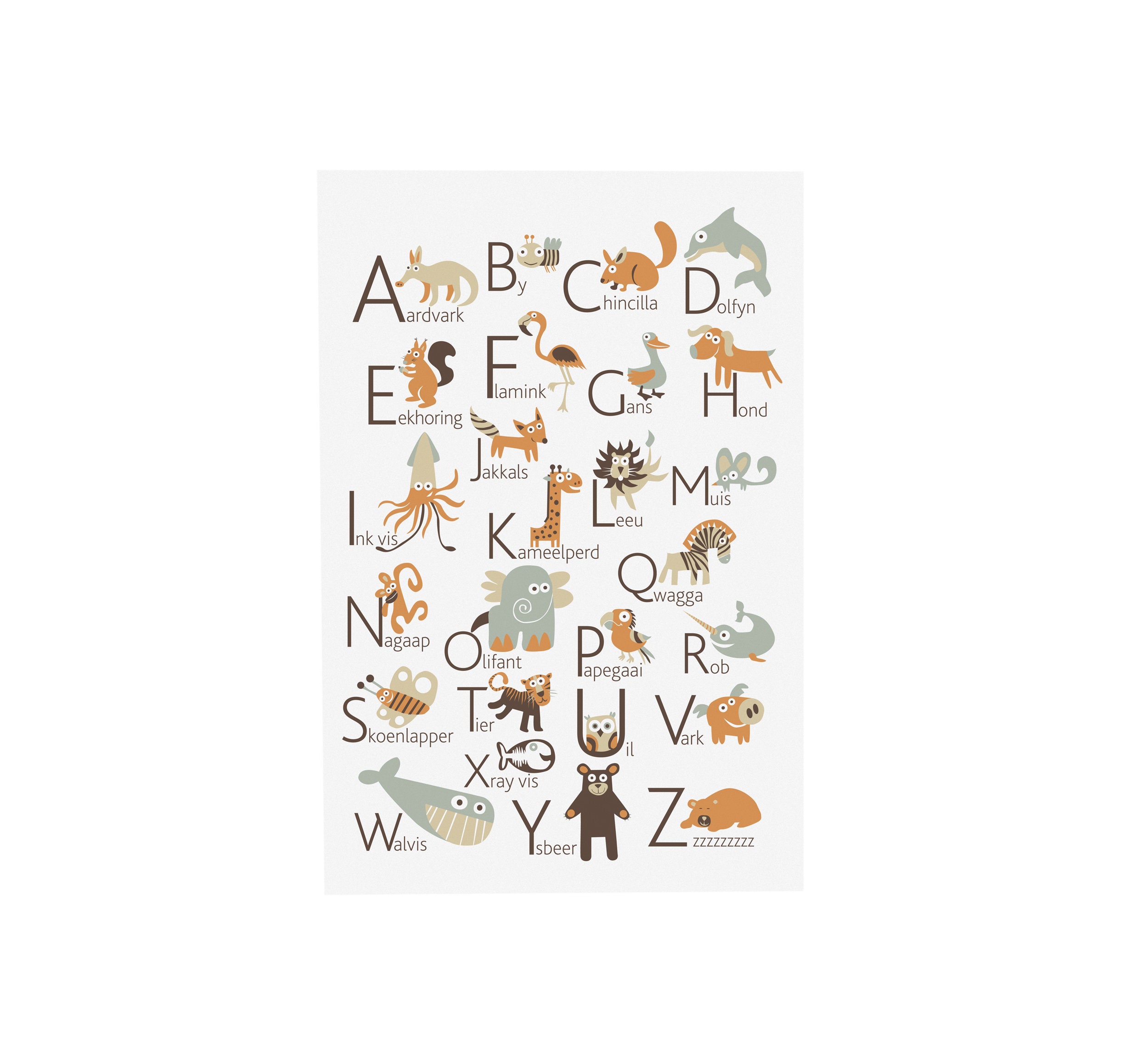 AFRIKAANS Alphabet Poster With Animals From A to Z BIG POSTER