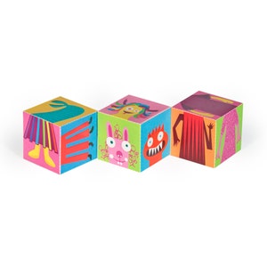 Monsters Blocks 2 PRINTABLE PDF Toy DIY Craft Kit Paper Toy 3 paper blocks Heads, Arms and Legs Birthday Party Favor image 3