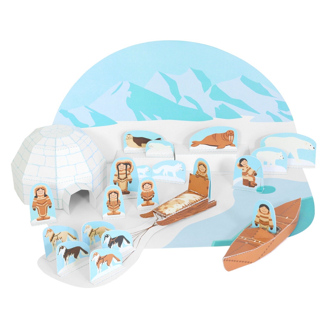 Arctic Paper Toy: DIY Craft Kit Igloo, Sled Kayak Canada