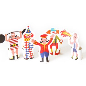 Circus Paper Finger Puppets PRINTABLE PDF Toy DIY Kit Paper Toy Birthday Party Favor image 2