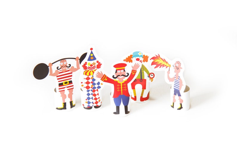 Circus Paper Finger Puppets PRINTABLE PDF Toy DIY Kit Paper Toy Birthday Party Favor image 2