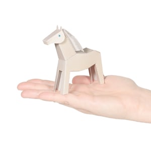 Carte postale artisanale en papier WHITE HORSE — À ASSEMBLER