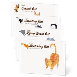 4 cartes postales artisanales en papier CHATS — À ASSEMBLER