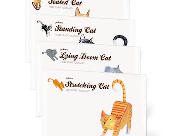 4 CATS Paper Craft Postcards — TO ASSEMBLE