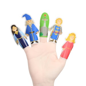 Marionette da dito di carta Camelot - Kit fai da te per giocattoli di carta - Progetto scolastico