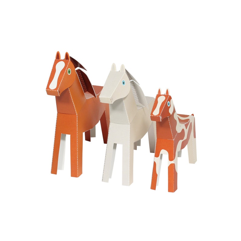 Horses Paper Toys DIY Paper Craft Kit 3D Paper Animals Etsy