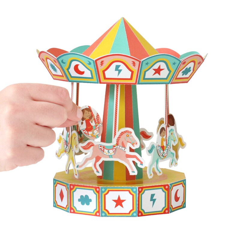 Carousel Paper Toy: Movable 3D Model Craft Kit - Etsy