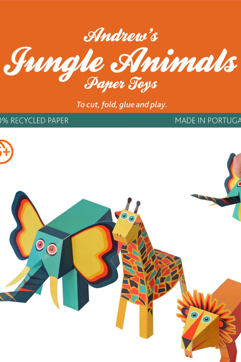 Jungle Animals Paper Toys DIY Paper Craft Kit 3D Paper Etsy