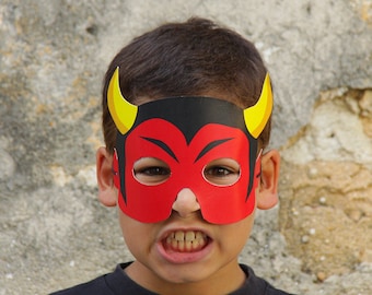 DEVIL Paper Mask - Kids Halloween Costume - Printable Mask